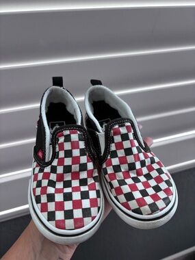 Kids Slip-On + Velcro Checkerboard Vans